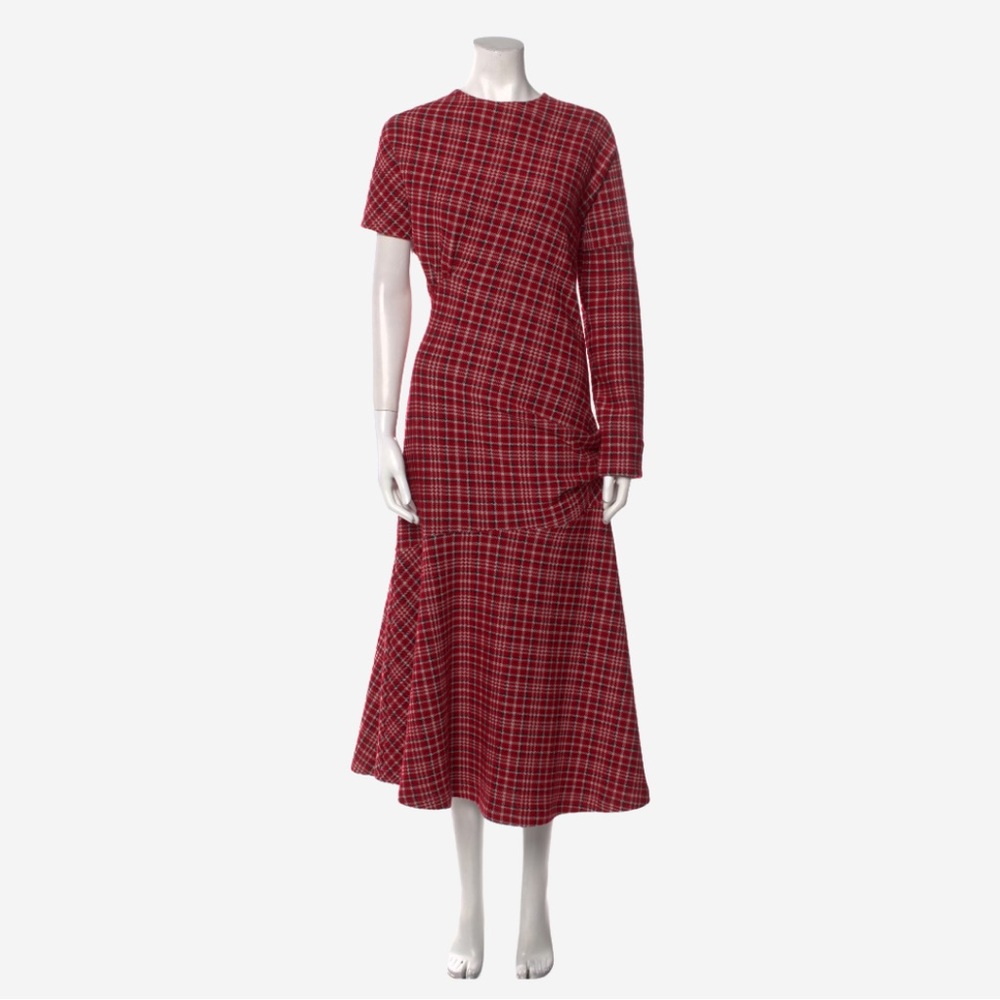 CALVIN KLEIN 205W39NYC Red Plaid Asymmetrical Dress